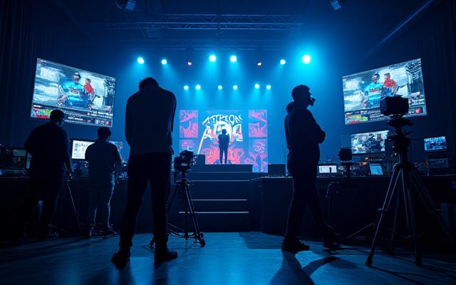 Live streaming utstyr satt opp for et arrangement